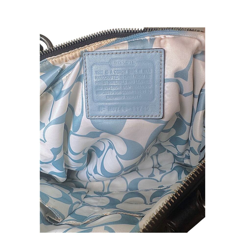 Coach Mini Hampton Tote Black Nylon Leather Trim Blue Lining Shoulder - Picture 11 of 12